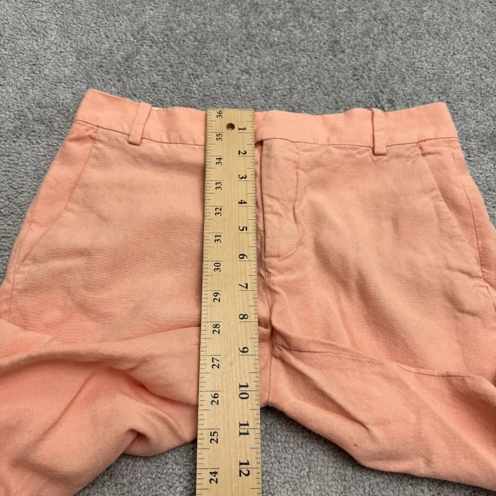 Zara Woman Linen Blend Wide Leg Chino Pants Women XS Peach Summer Lightweight